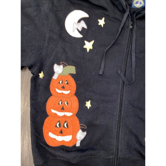 Vintage Lighthouse Apparel Retro Halloween Pumpkins bats Zipper Hoodie Size XL - Picture 4 of 12
